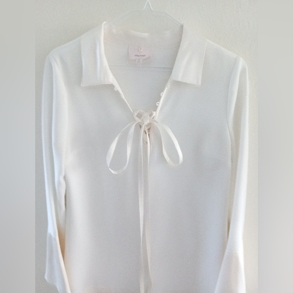 CINQ A SEPT Celebration A Line Bell Sleeve Tie Up Dress In Ivory | S - Picture 4 of 10